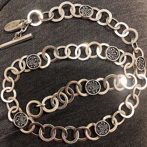 LOIS HILL Sterling Silver Open Link and Granulated Station Necklace